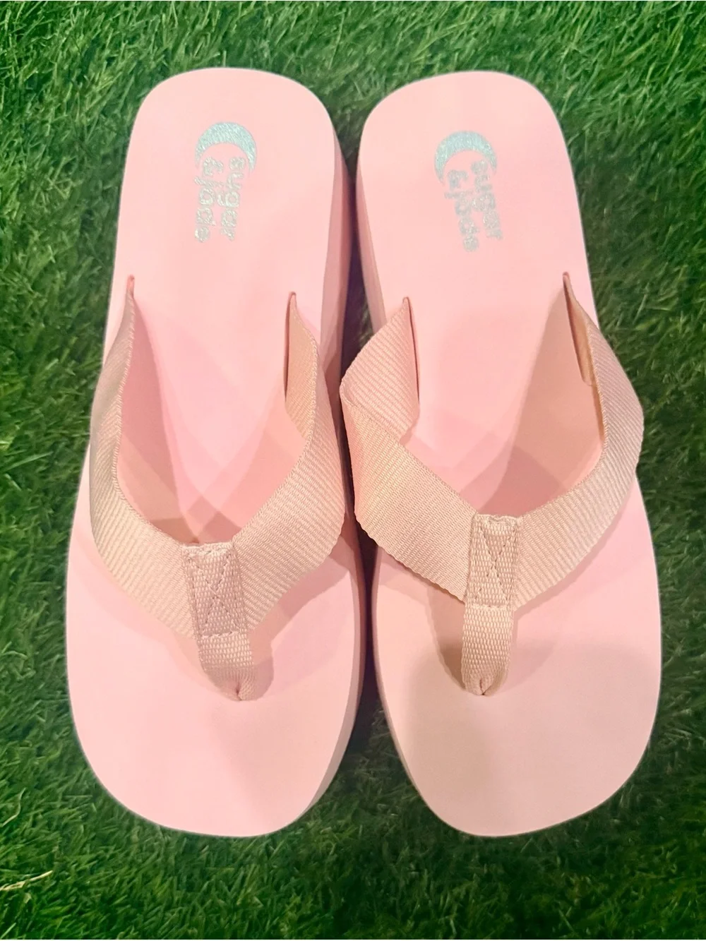 Y2K Platform Flip Flop Sandals in Light Pink NEVER WORN - Picture 3 of 3
